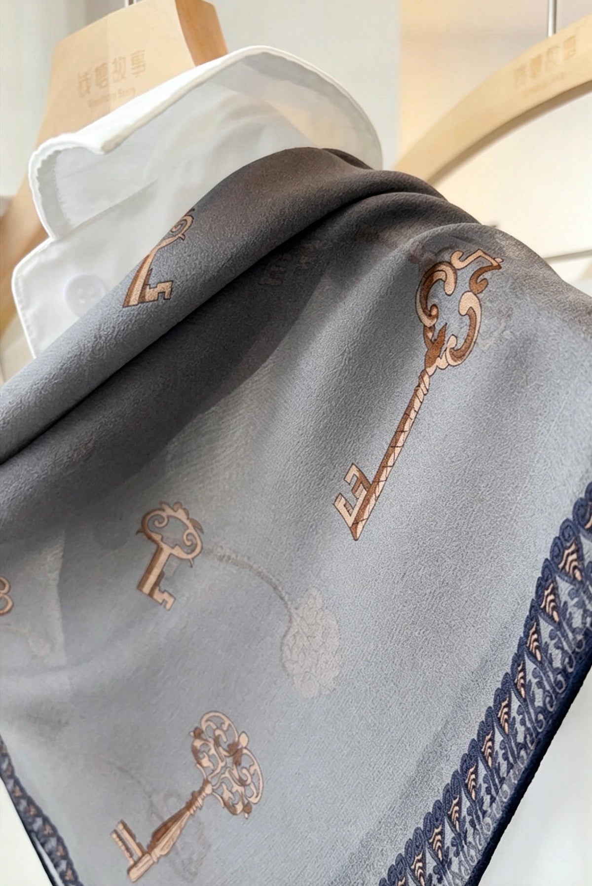 100% Mulberry Silk Scarf 26"x26" 65x65CM Morandi Gray Georgette Silk Square Scarf, Multifunctional Luxury Neck Neckerchief, Gift for Her
