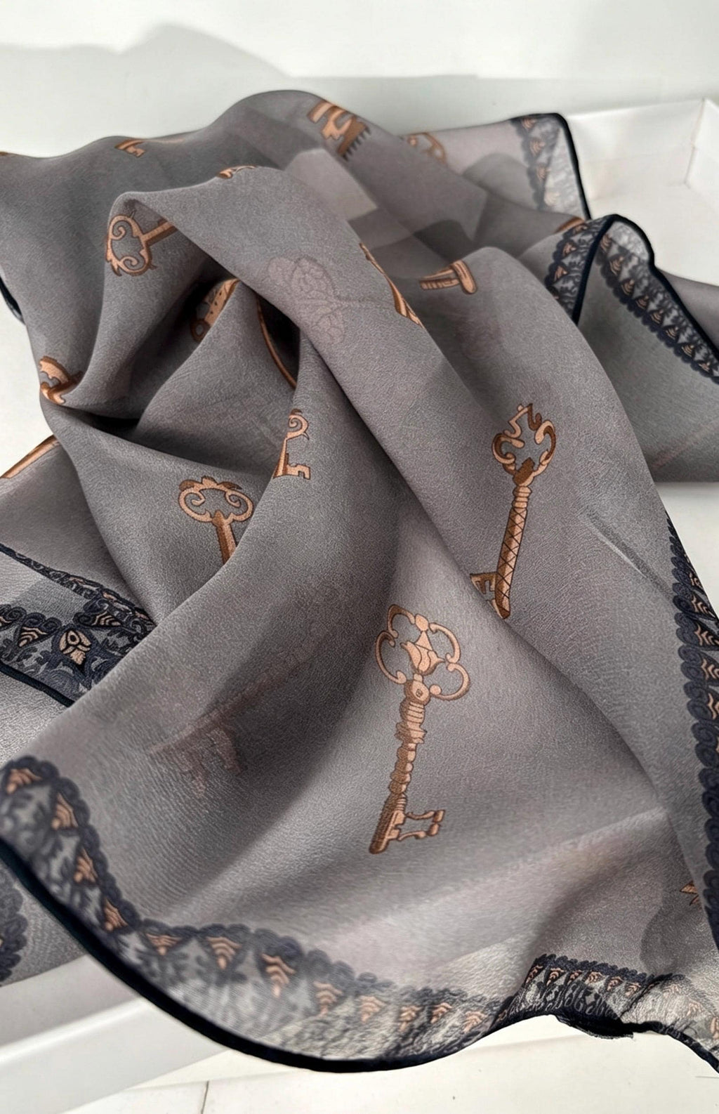 100% Mulberry Silk Scarf 26"x26" 65x65CM Morandi Gray Georgette Silk Square Scarf, Multifunctional Luxury Neck Neckerchief, Gift for Her