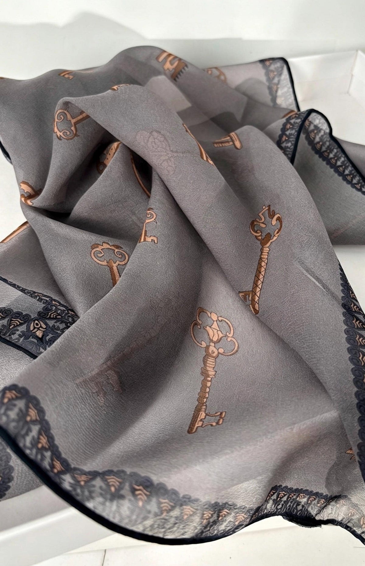 100% Mulberry Silk Scarf 26"x26" 65x65CM Morandi Gray Georgette Silk Square Scarf, Multifunctional Luxury Neck Neckerchief, Gift for Her