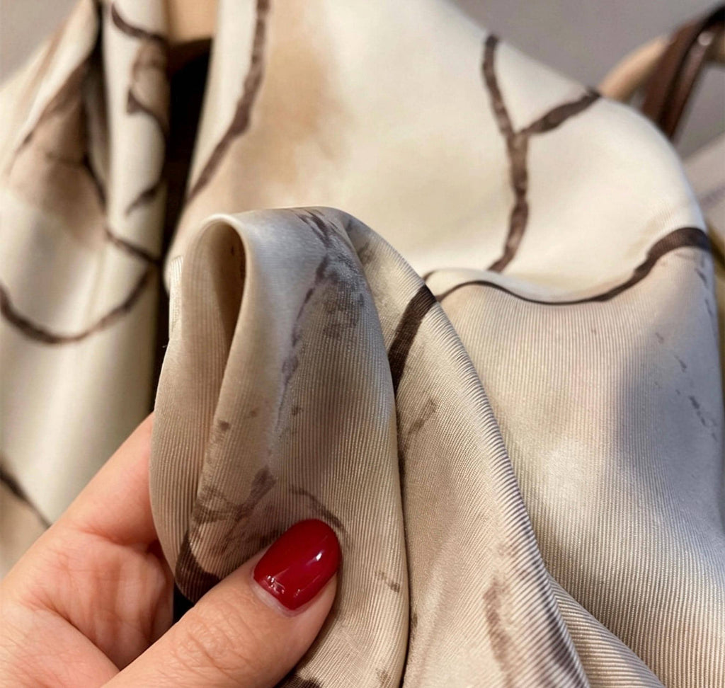 100% Mulberry Silk Scarf 35"x35" 90x90CM Camellia Flower Silk Twill Large Square Scarf, Luxury Shawl Hair Bandana Wrap, Gift for Her