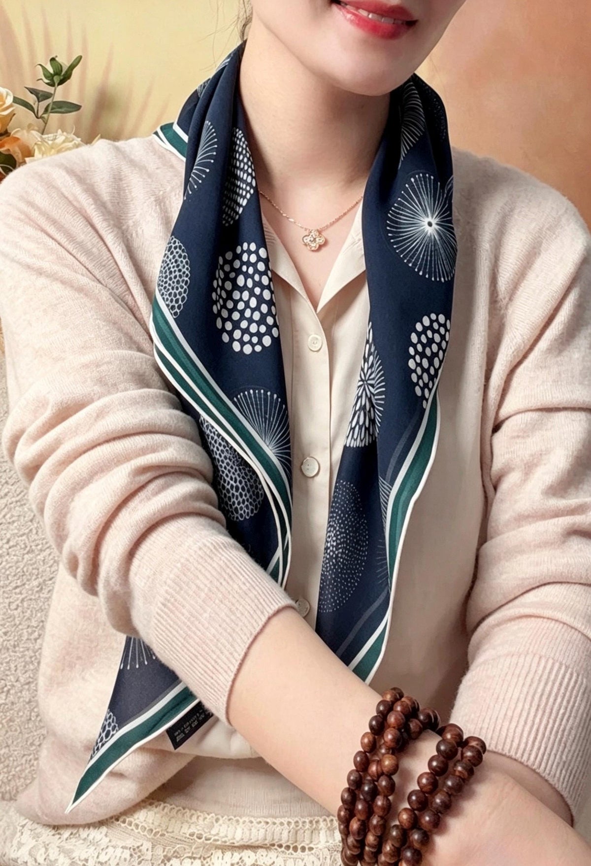 100% Mulberry Silk Scarf 26"x26" 65x65CM, Quiet Luxury Serene Blue Silk Georgette Square Scarf, Sheer Misty Blue Neckerchief