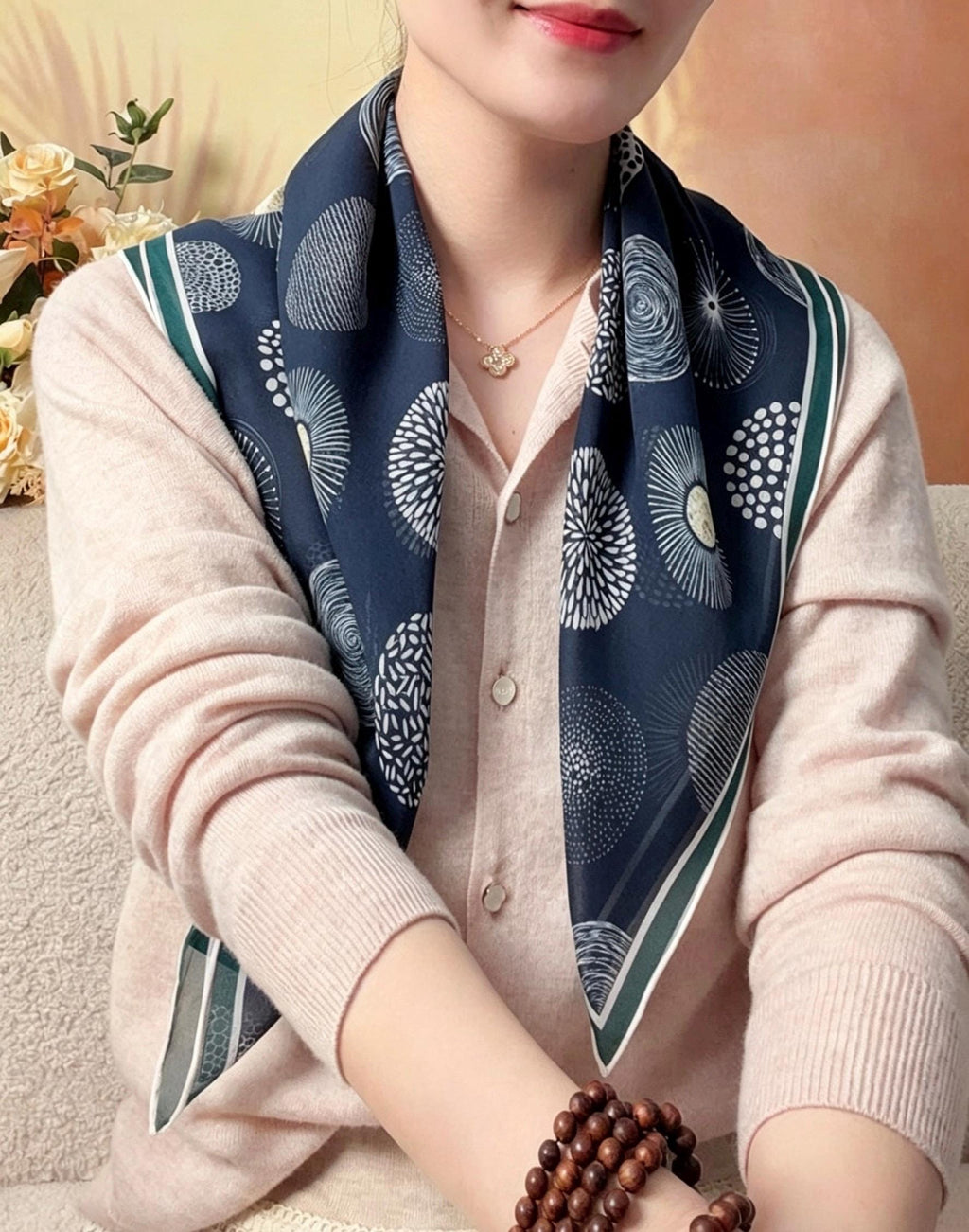 100% Mulberry Silk Scarf 26"x26" 65x65CM, Quiet Luxury Serene Blue Silk Georgette Square Scarf, Sheer Misty Blue Neckerchief