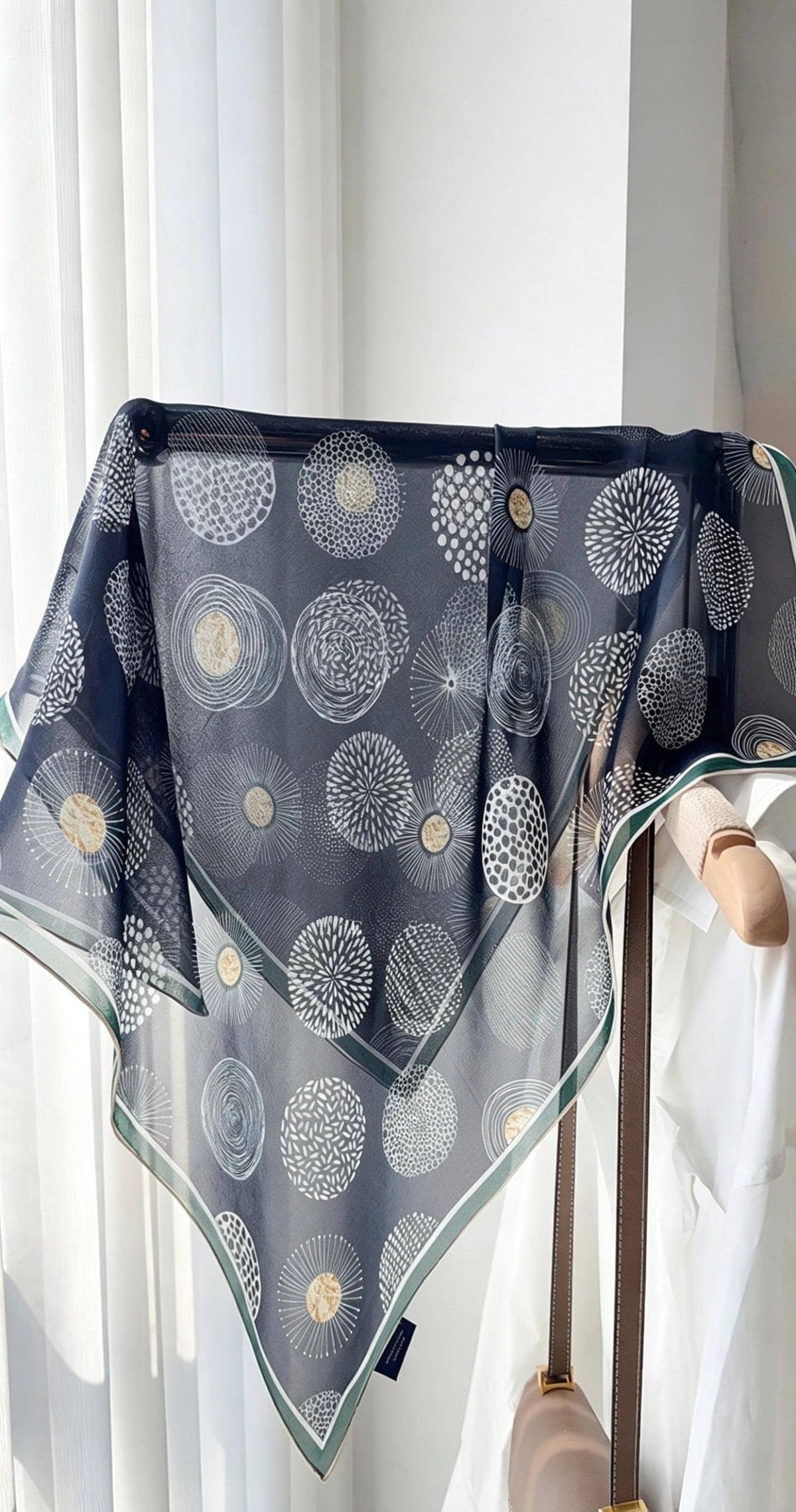 100% Mulberry Silk Scarf 26"x26" 65x65CM, Quiet Luxury Serene Blue Silk Georgette Square Scarf, Sheer Misty Blue Neckerchief