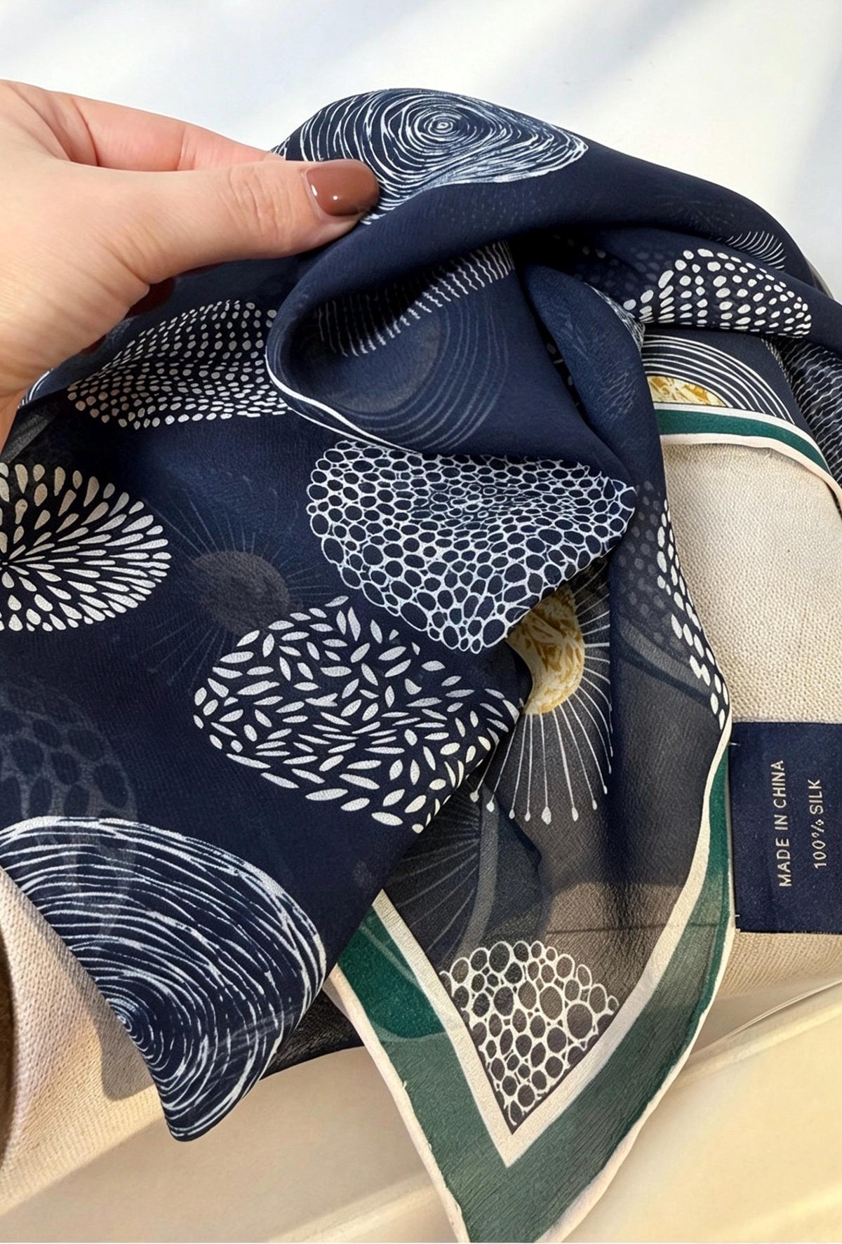100% Mulberry Silk Scarf 26"x26" 65x65CM, Quiet Luxury Serene Blue Silk Georgette Square Scarf, Sheer Misty Blue Neckerchief