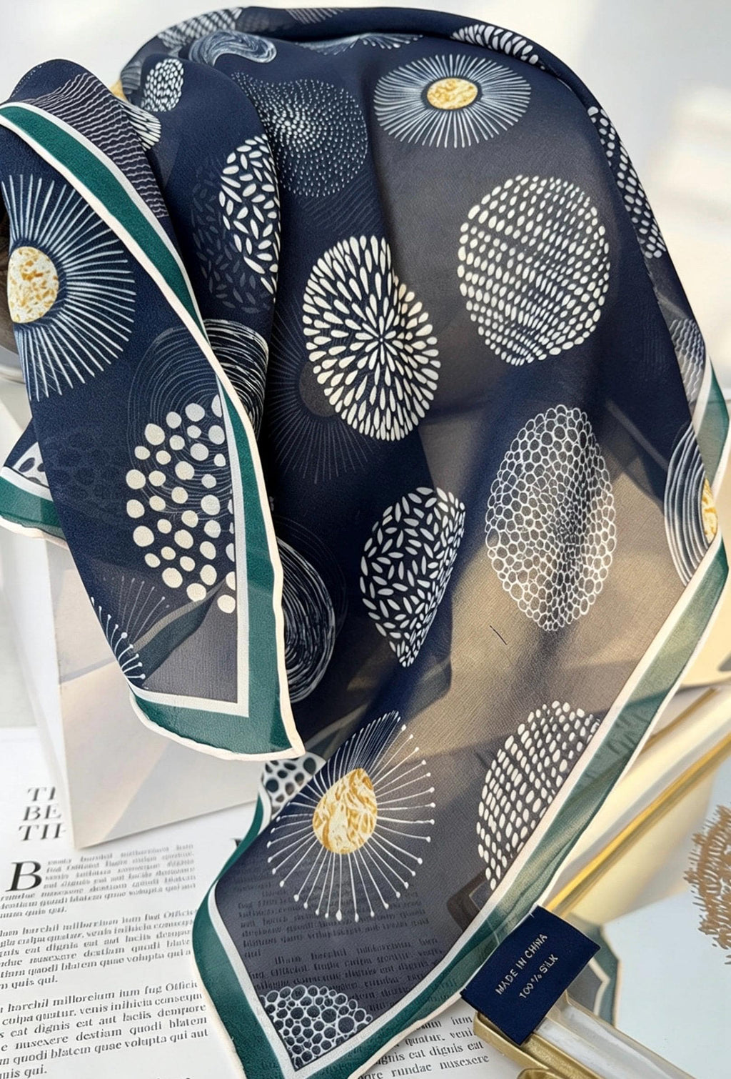 100% Mulberry Silk Scarf 26"x26" 65x65CM, Quiet Luxury Serene Blue Silk Georgette Square Scarf, Sheer Misty Blue Neckerchief