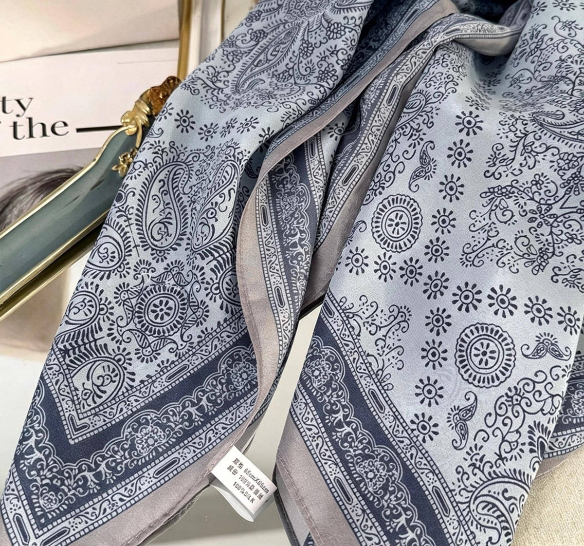100% Mulberry Silk Scarf 26x26" 65x65CM, Sea Salt Blue Silk Crepe De Chine Square Scarf, Minimalist Neck Scarf, Gift for Her, Chic Wrap