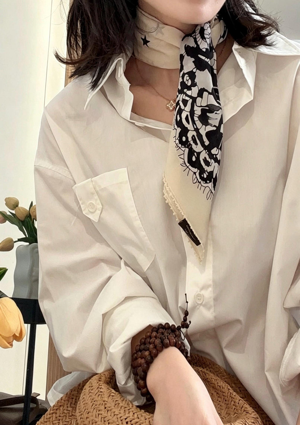 100% Mulberry Silk Scarf 26"x26" 65x65CM, Starry Sky Lace Print Silk Crepe Scarf, French Chic Neckerchief, Small Square Hair Scarf Gift
