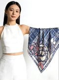 100% Mulberry Silk Scarf 35"x35" 88x88CM, Classic Camellia Twill Square Scarf, Luxury French Vintage Silk Shawl, Elegant Gift for Her