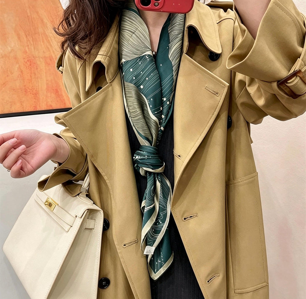 100% Mulberry Silk Scarf 43"x43" 110x110CM, Large Square Scarf Women, Satin Silk Shawl Wrap, Horse Print Silk Scarf, Premium Neck Scarf