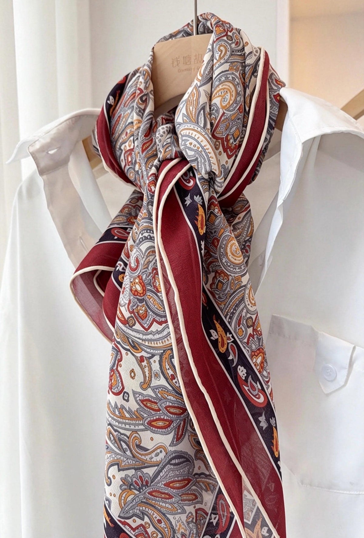 100% Mulberry Silk Scarf 41"x41" 105x105cm, Burgundy Wine Red Large Square Georgette Shawl Wrap, Elegant Quiet Luxury Gift for Her
