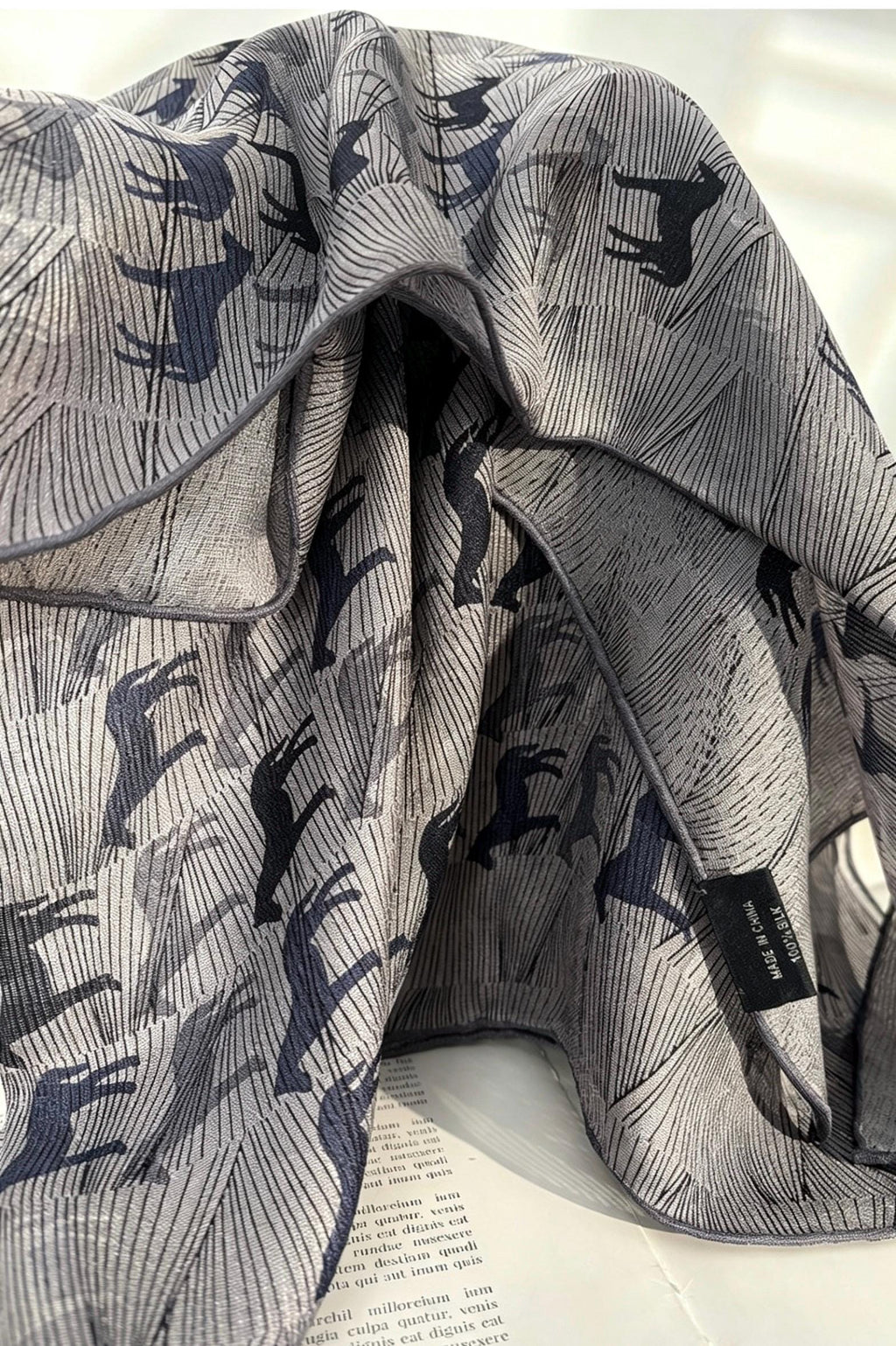 100% Mulberry Silk Scarf 42"x42" 108x108CM, Luxury Silk Sheer Scarf for Women, Equestrian Horse Print, Summer Sun Protection Shawl Wrap