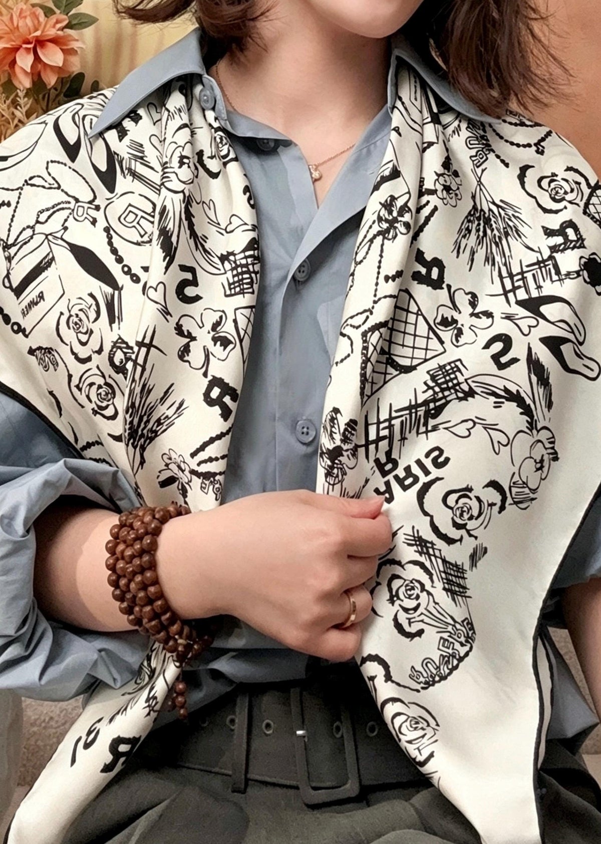 100% Mulberry Silk Scarf 35"x35" 88x88cm, Elegant Cream White Twill Square Headscarf, Quiet Luxury Chic Shawl Anniversary Gift for Her