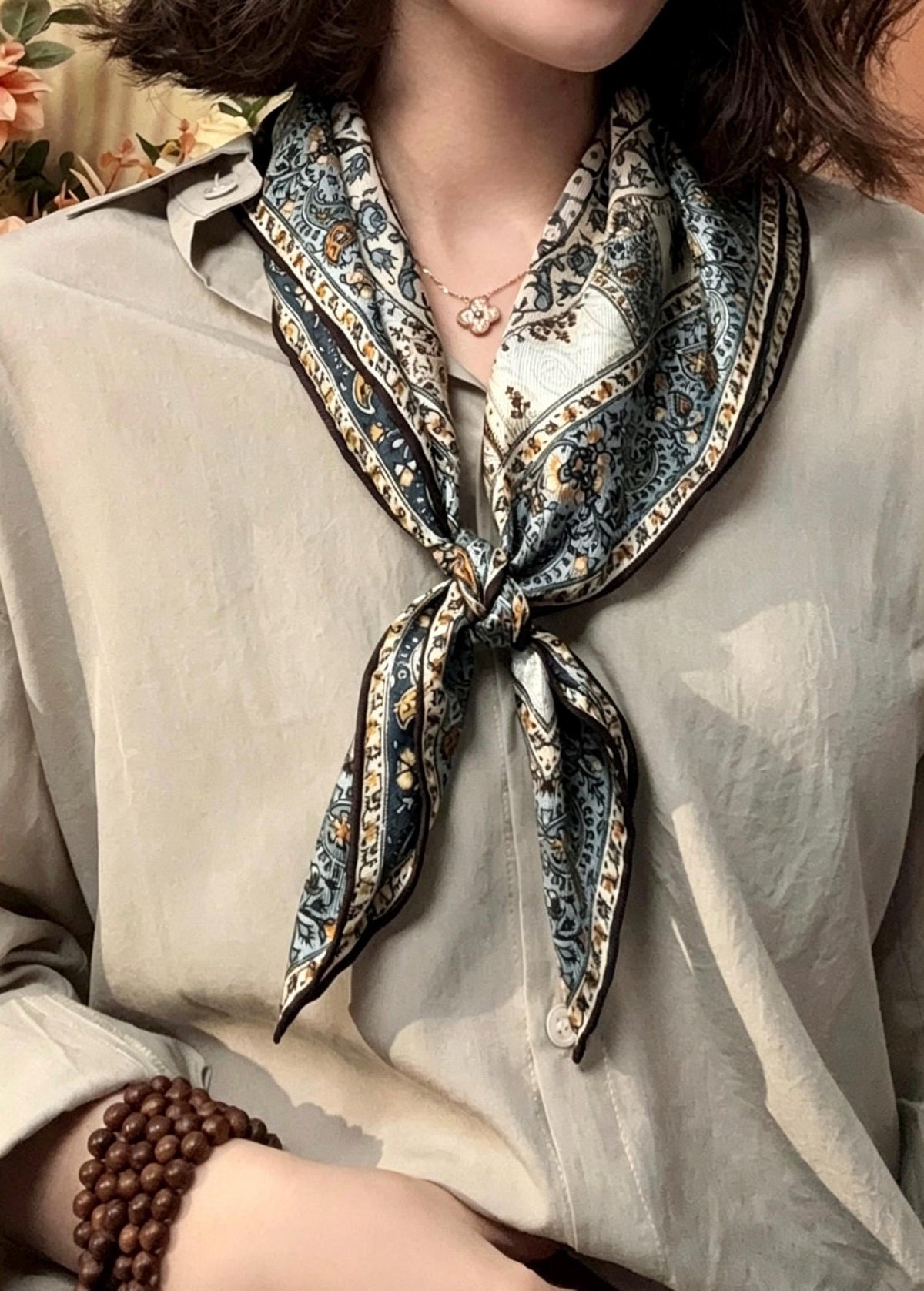 100% Mulberry Silk Scarf 26”x26” 35"x35" | Classic Paisley Square Headscarf, Elegant Vintage Neckerchief, Quiet Luxury Silk Shawl Gift