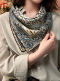 100% Mulberry Silk Scarf 26”x26” 35"x35" | Classic Paisley Square Headscarf, Elegant Vintage Neckerchief, Quiet Luxury Silk Shawl Gift