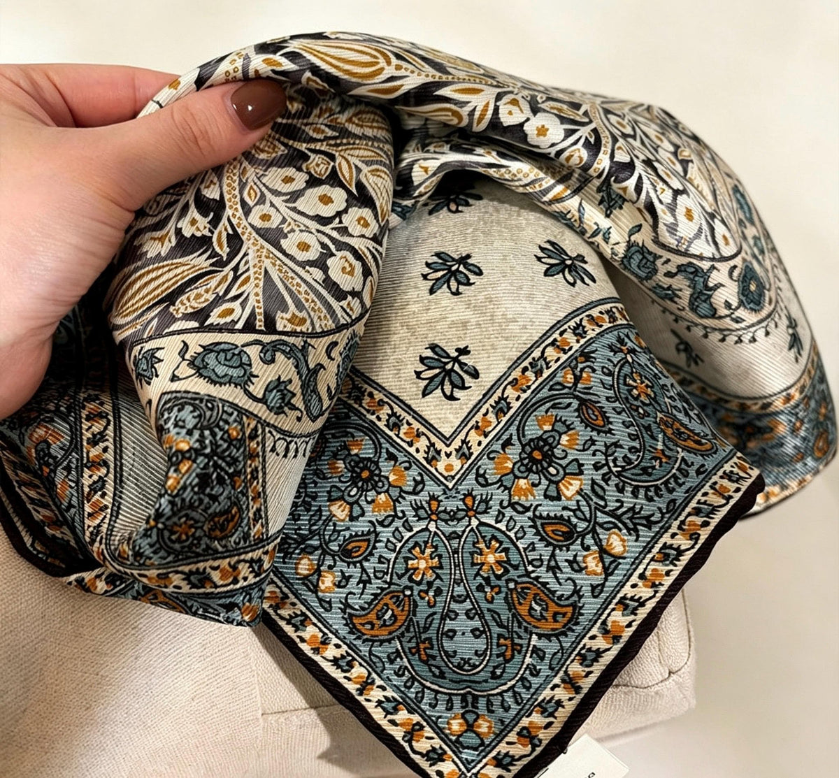 100% Mulberry Silk Scarf 26”x26” 35"x35" | Classic Paisley Square Headscarf, Elegant Vintage Neckerchief, Quiet Luxury Silk Shawl Gift