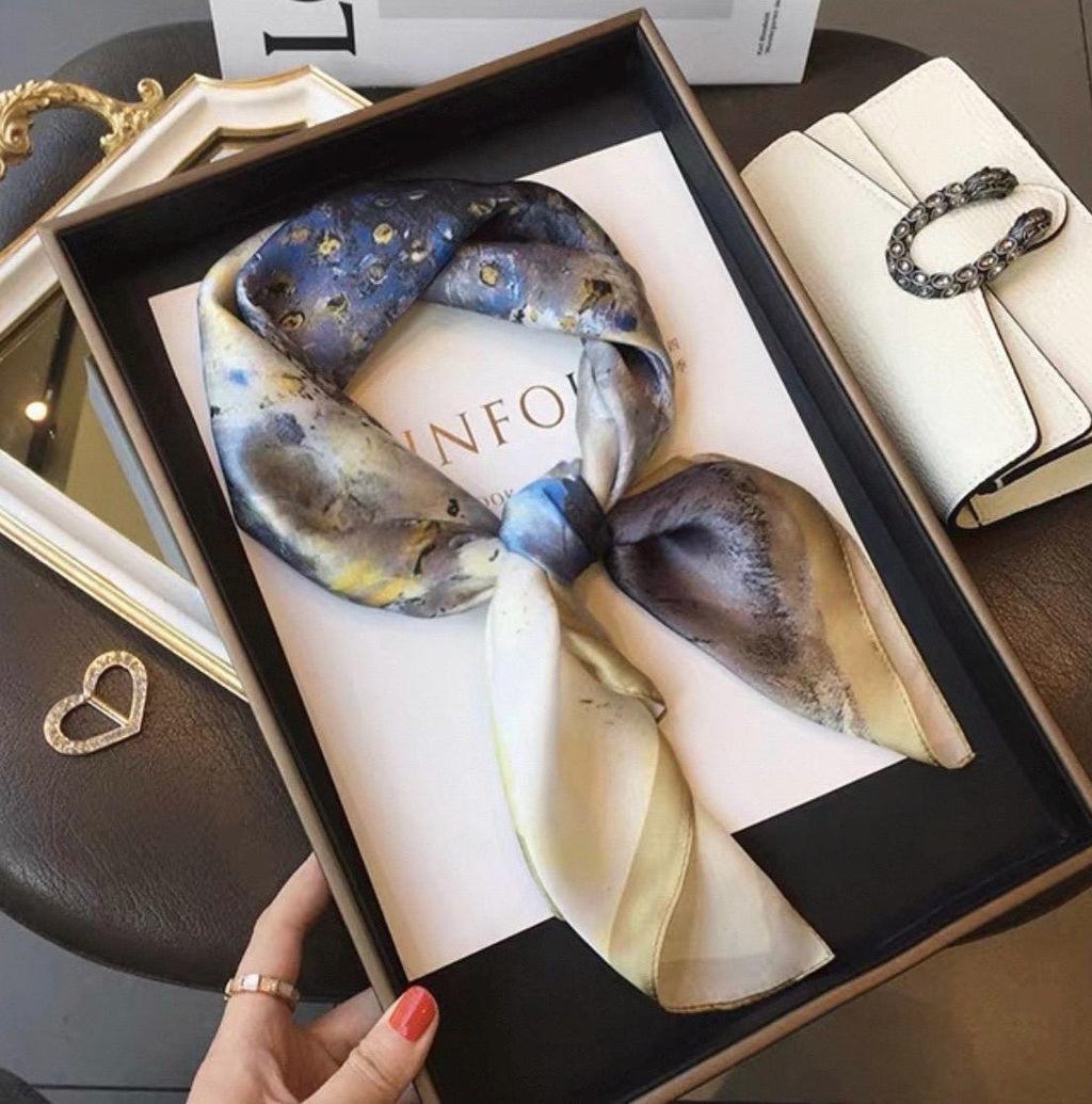 Wrapwhisper 100% Mulberry Silk Scarf 26"x26" 65x65CM, Elegant Ballerina Print Silk Square Scarf, Silk Hair Wrap Neck Head Scarf Gift