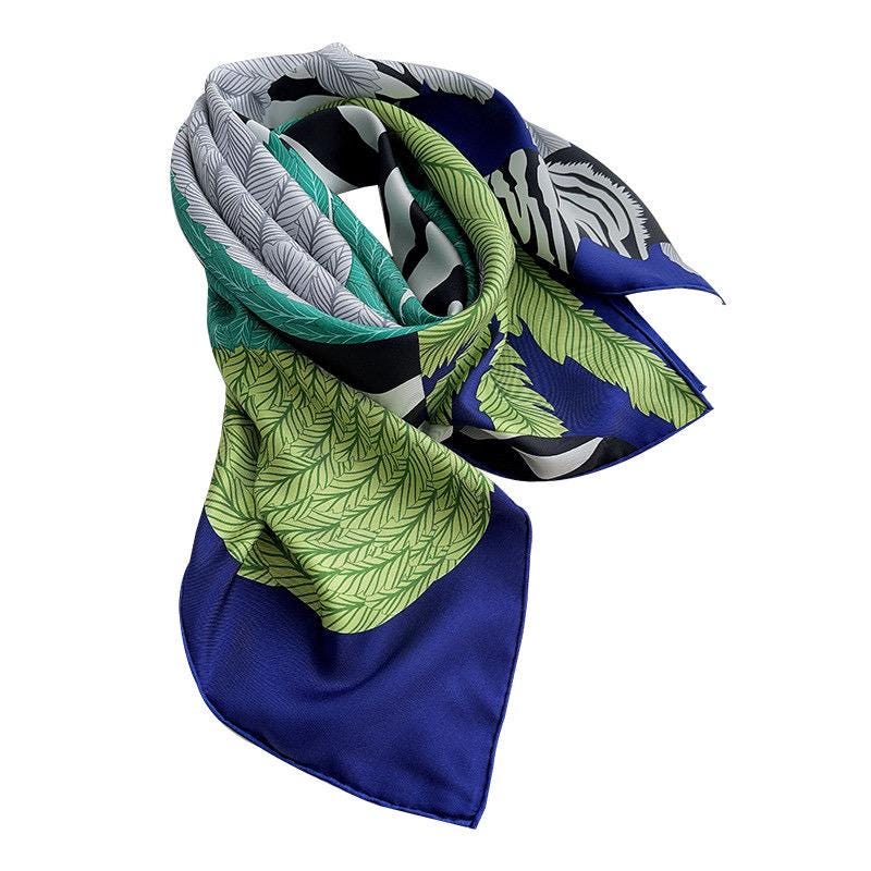 100% Mulberry Silk Scarf 35"x35" 90x90CM, Luxury Teal Green Silk Twill Square Scarf, Reusable Turquoise Hair Wrap, Premium Gift for Her