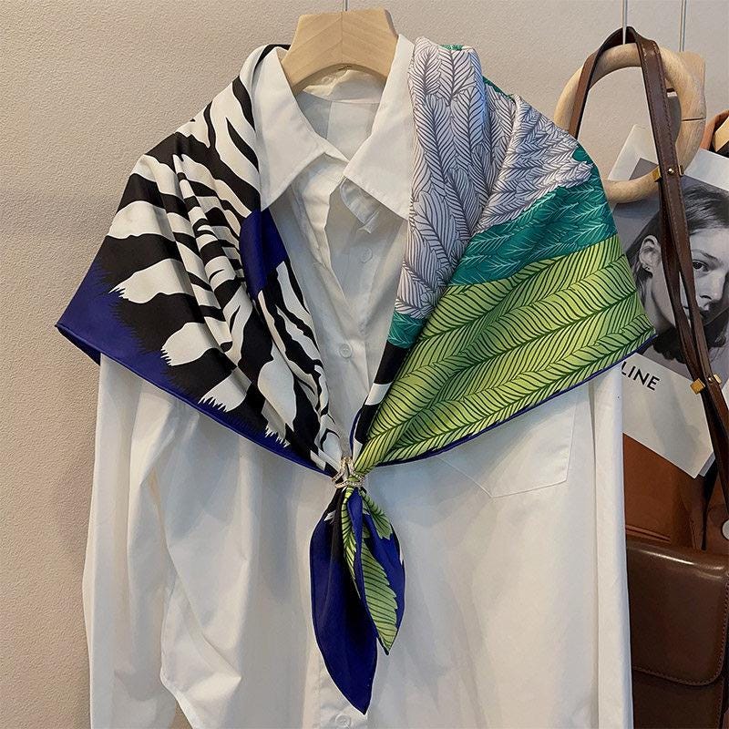 100% Mulberry Silk Scarf 35"x35" 90x90CM, Luxury Teal Green Silk Twill Square Scarf, Reusable Turquoise Hair Wrap, Premium Gift for Her