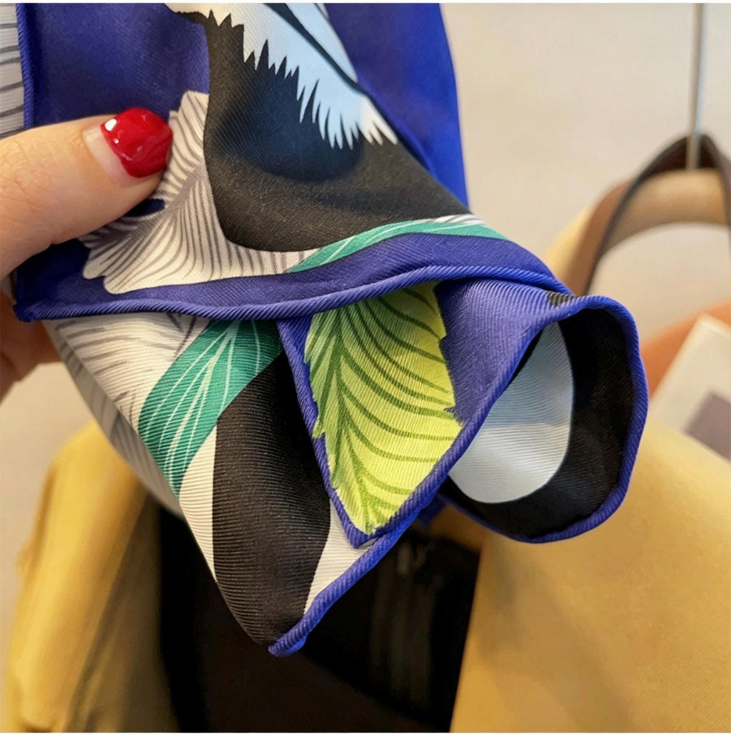 100% Mulberry Silk Scarf 35"x35" 90x90CM, Luxury Teal Green Silk Twill Square Scarf, Reusable Turquoise Hair Wrap, Premium Gift for Her