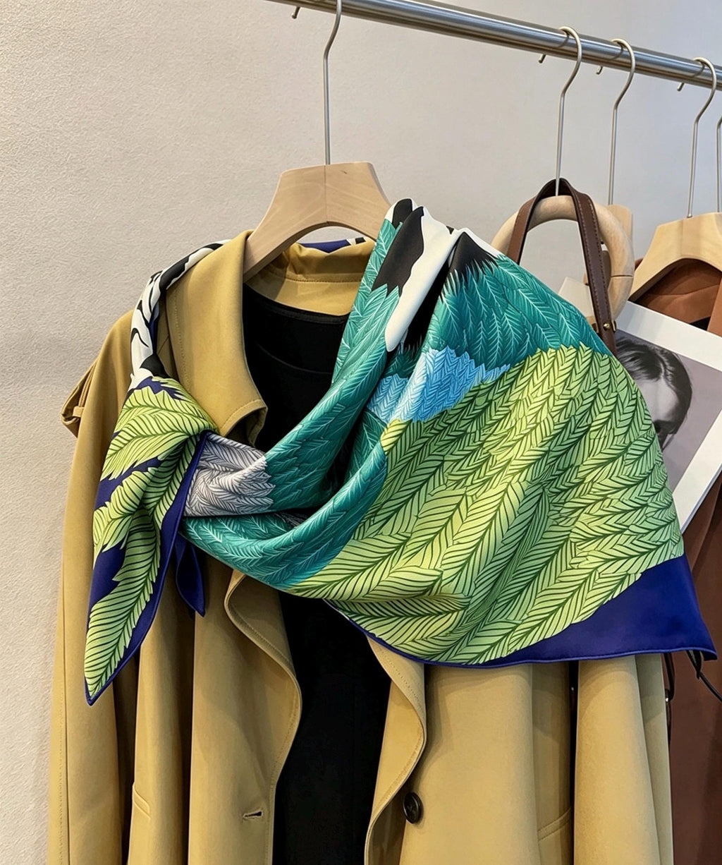 100% Mulberry Silk Scarf 35"x35" 90x90CM, Luxury Teal Green Silk Twill Square Scarf, Reusable Turquoise Hair Wrap, Premium Gift for Her