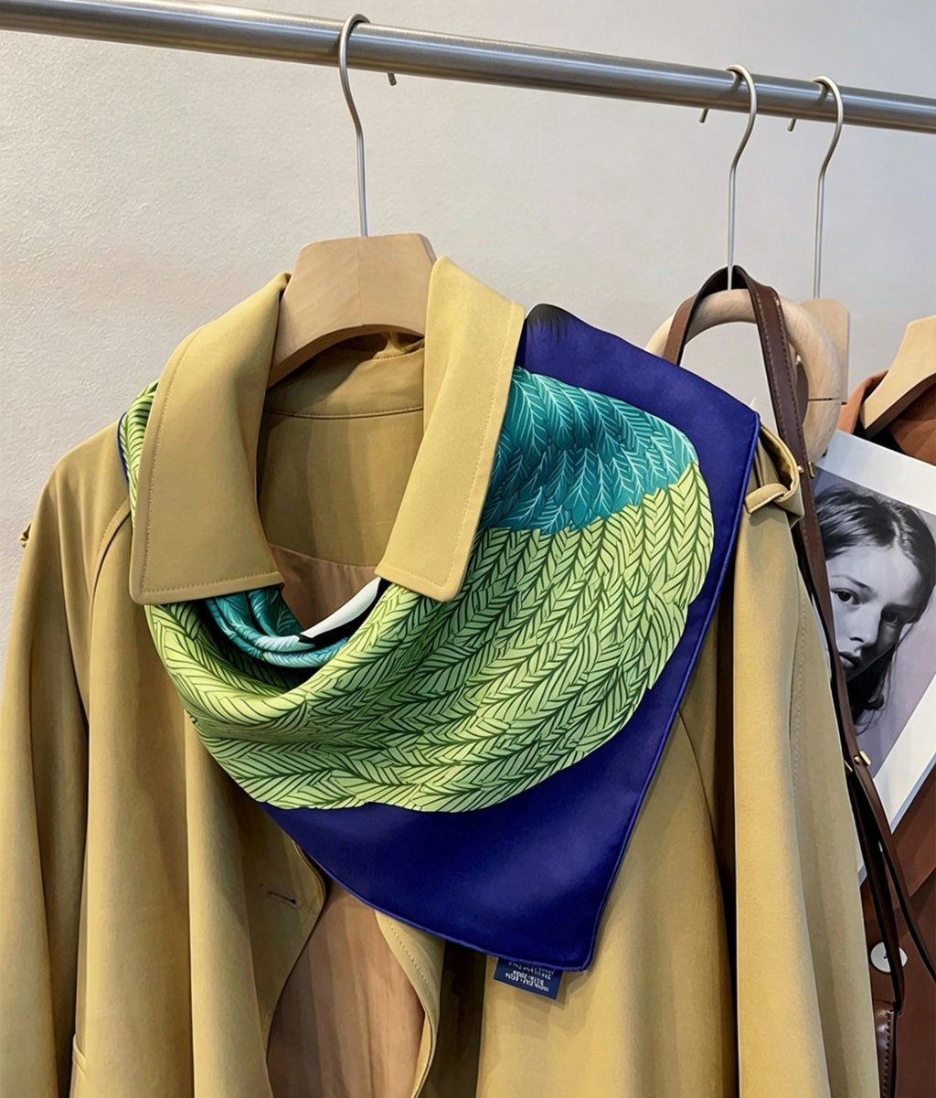 100% Mulberry Silk Scarf 35"x35" 90x90CM, Luxury Teal Green Silk Twill Square Scarf, Reusable Turquoise Hair Wrap, Premium Gift for Her