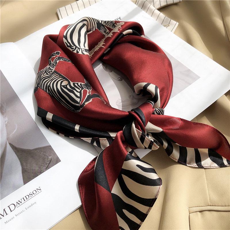 100% Mulberry Silk Scarf 28"x28" 70x70CM Cute Zebra Print Silk Scarf Spring Summer Neck Scarf Whimsical Hair Scarf Luxury Silk Shawl