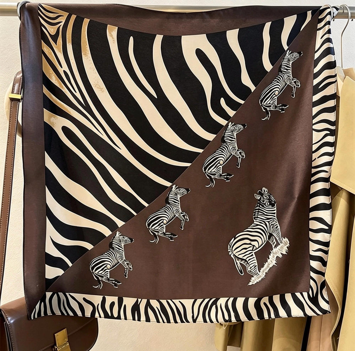 100% Mulberry Silk Scarf 28"x28" 70x70CM Cute Zebra Print Silk Scarf Spring Summer Neck Scarf Whimsical Hair Scarf Luxury Silk Shawl