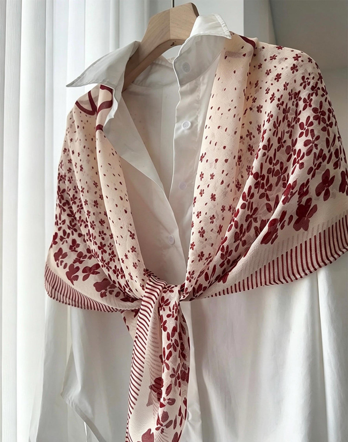 100% Mulberry Silk Scarf 25" 41" 65cm 105cm, Elegant Camellia Sheer Silk Neckerchief, Vintage Spring Summer Floral Shawl Hair Scarf Gift