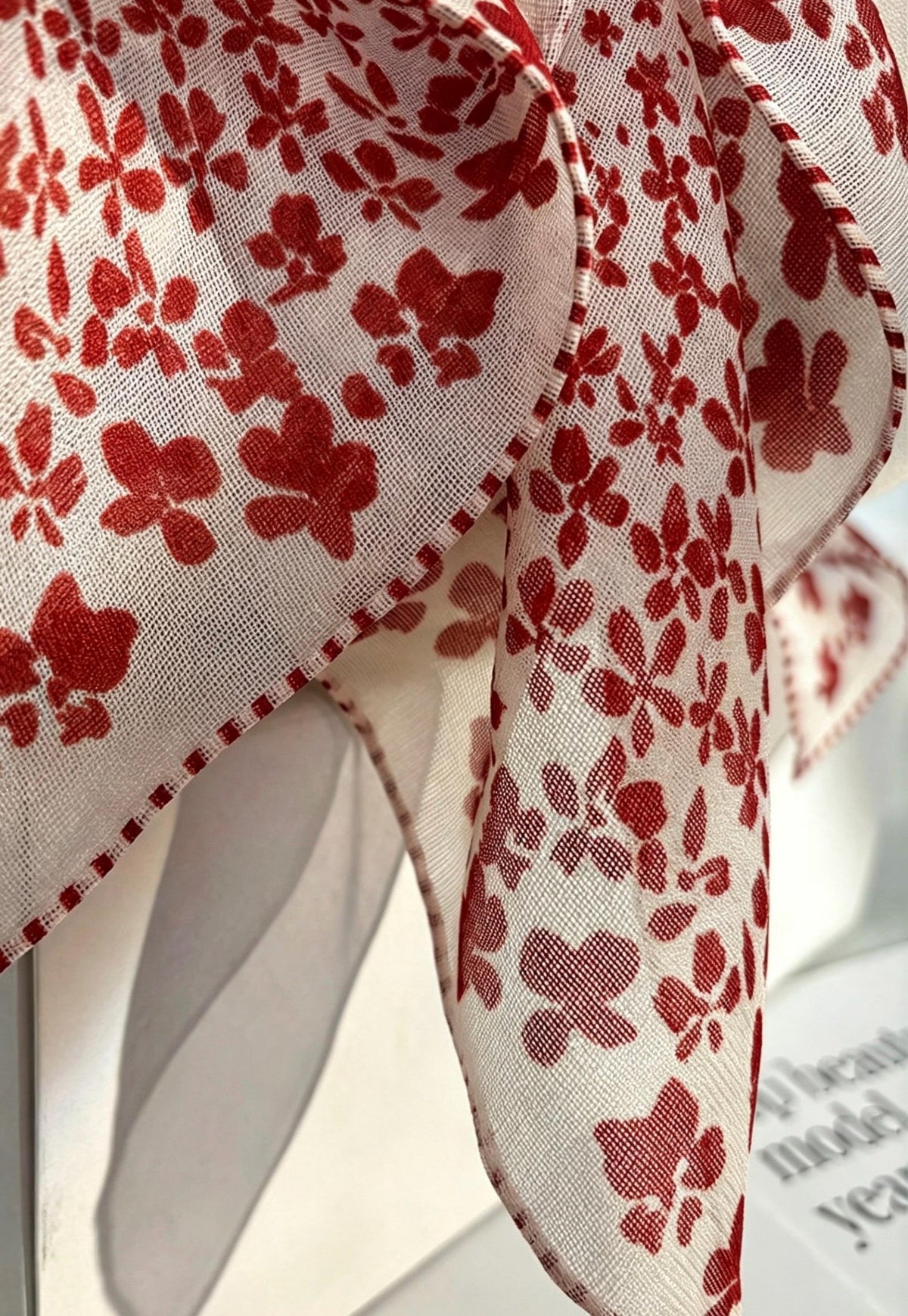100% Mulberry Silk Scarf 25" 41" 65cm 105cm, Elegant Camellia Sheer Silk Neckerchief, Vintage Spring Summer Floral Shawl Hair Scarf Gift