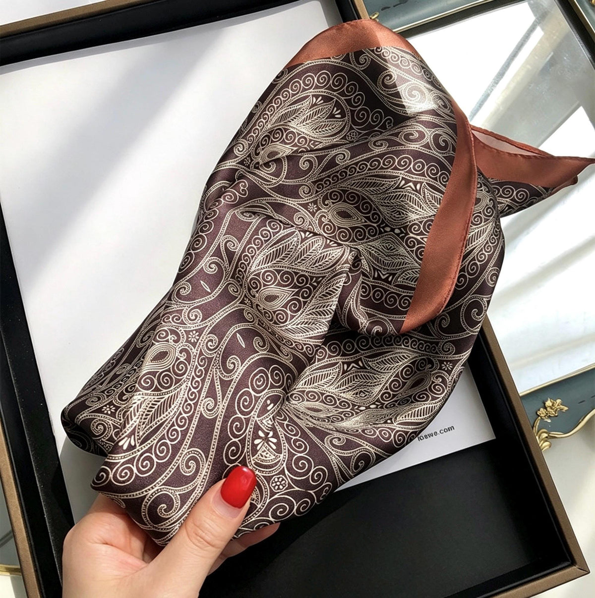 100% Mulberry Silk Scarf 21"x21" 53x53cm, Vintage Silk Neckerchief, Elegant Floral Square Scarf for Women, Retro Hair Bandana, Gift for Her