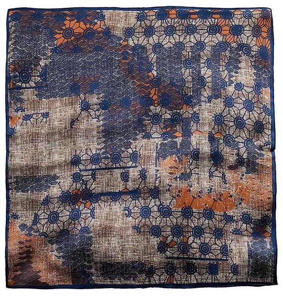 100% Mulberry Silk Scarf 21"x21" 53x53cm, Vintage Blue Floral Silk Neckerchief, Elegant Flower Square Scarf, Retro Hair Bandana,Gift for Her