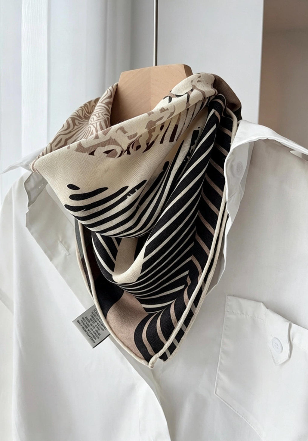 Silk Wool Scarf 26"x26" 65x65cm, Reversible Double Sided Square Neckerchief for Women, Retro Vintage Luxury Wool Silk Shawl, Time Space Gift