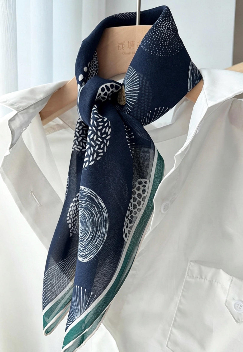 100% Mulberry Silk Scarf 26"x26" 65x65CM, Quiet Luxury Serene Blue Silk Georgette Square Scarf, Sheer Misty Blue Neckerchief