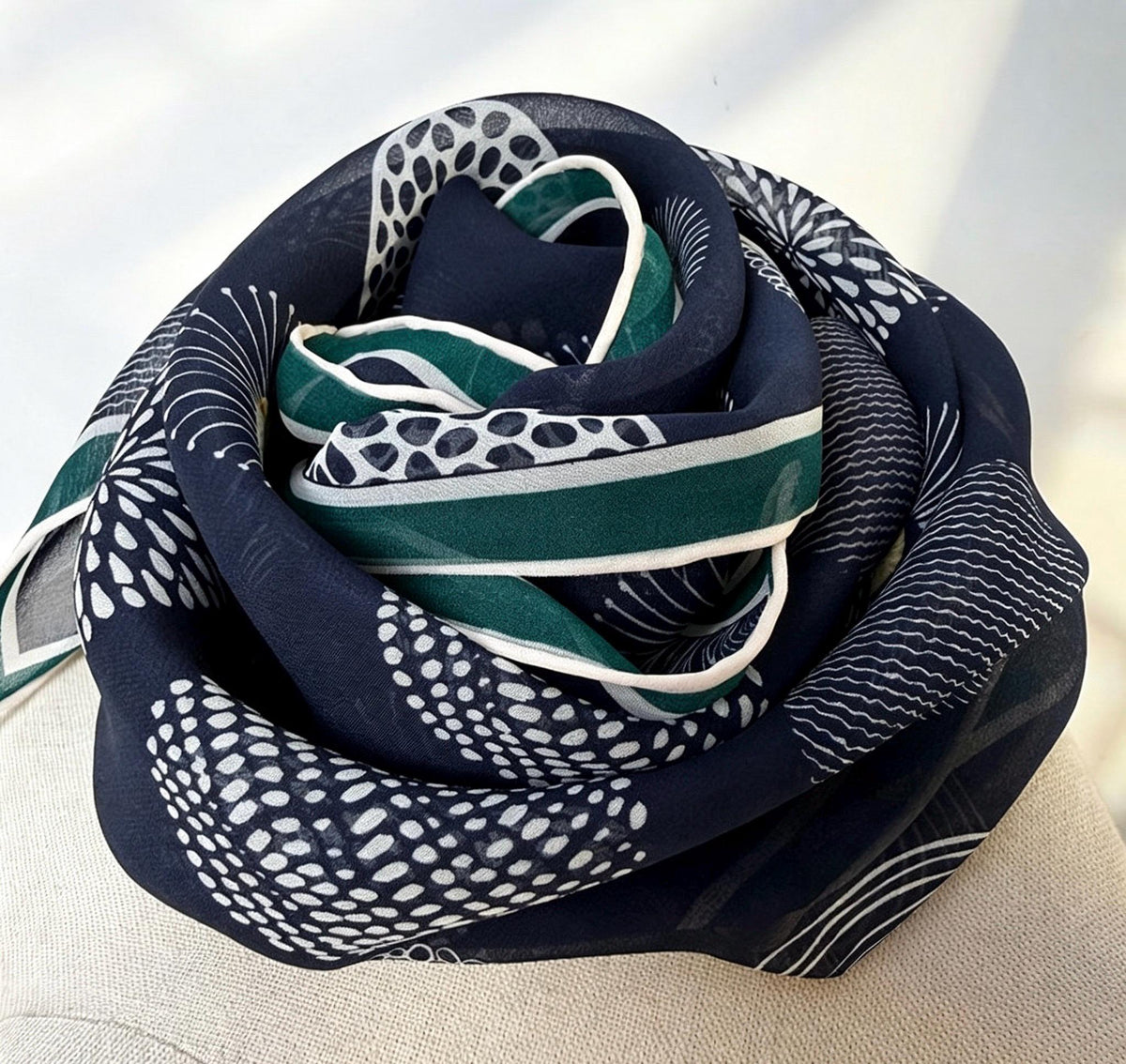 100% Mulberry Silk Scarf 26"x26" 65x65CM, Quiet Luxury Serene Blue Silk Georgette Square Scarf, Sheer Misty Blue Neckerchief