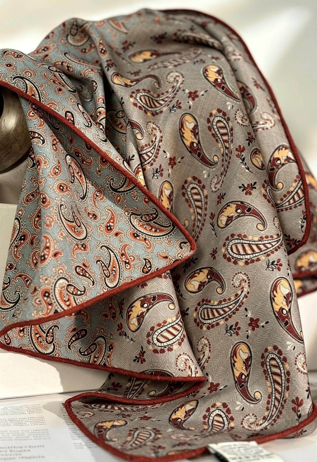 100% Mulberry Silk Blend Scarf 27"x27" 68x68cm, Luxury Silk Wool Square Shawl, Double Sided Reversible Wrap, Elegant Autumn Spring Scarf