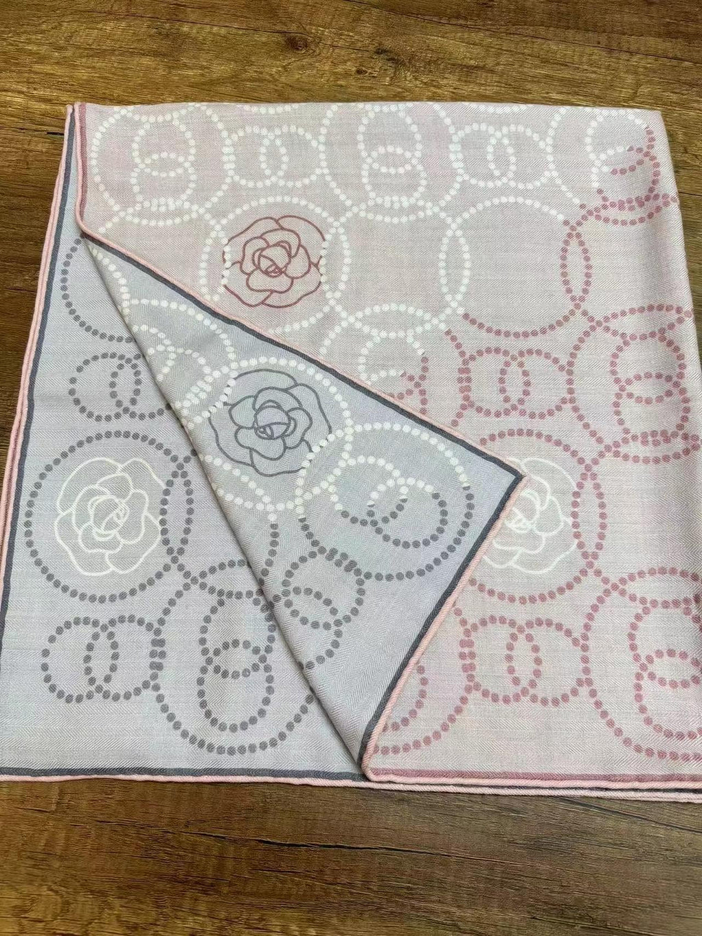 100% Mulberry Silk Scarf 35"x35" 88x88cm, Pink Camellia Silk Wool Blend Square Shawl, Luxury Double Sided Winter Wrap