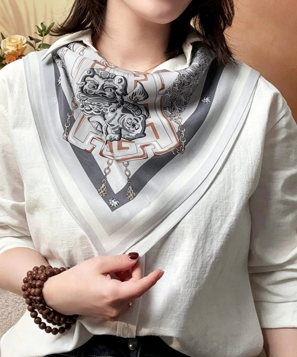 100% Mulberry Silk Scarf 26"x26" 65x65cm, Vintage Metallic Silk Crepe de Chine Square Scarf, Versatile Hair Bandana, Chic Neck Tie for Women