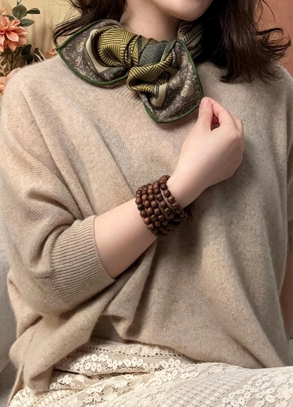 Silk Wool Blend Scarf 27"x27" 68x68cm, Vintage Emerald Green Luxury Silk Wool Blend Square Bandana, Elegant Spring Shawl Neck Warmer