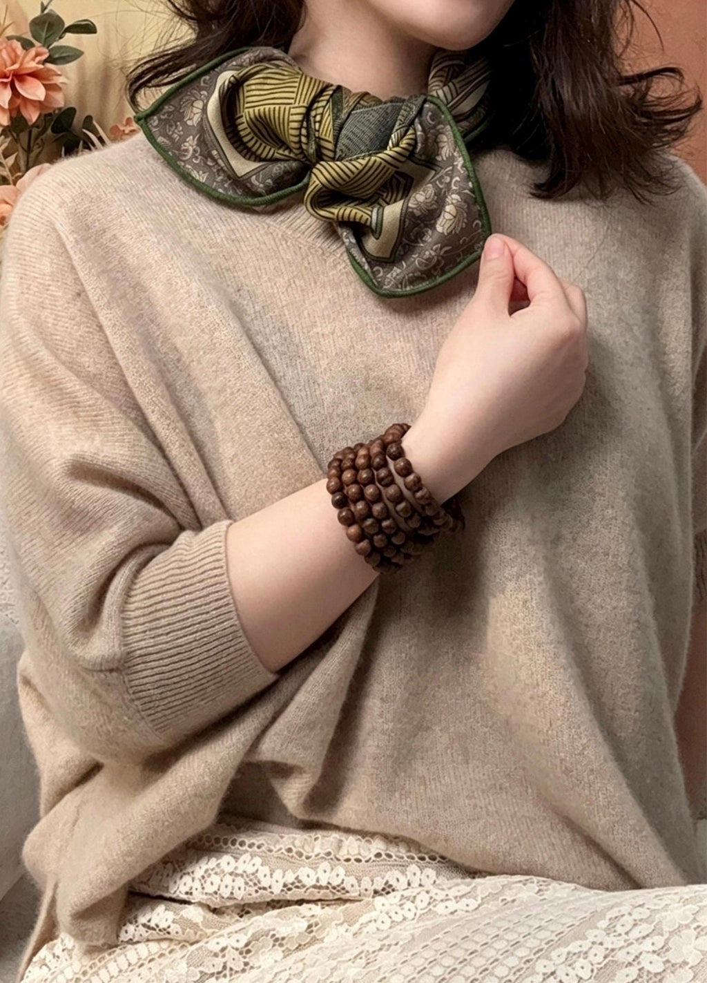 100% Mulberry Silk 27"x27" 68x68cm, Vintage Emerald Green Luxury Silk Square Bandana, Elegant Spring Shawl Neck Warmer