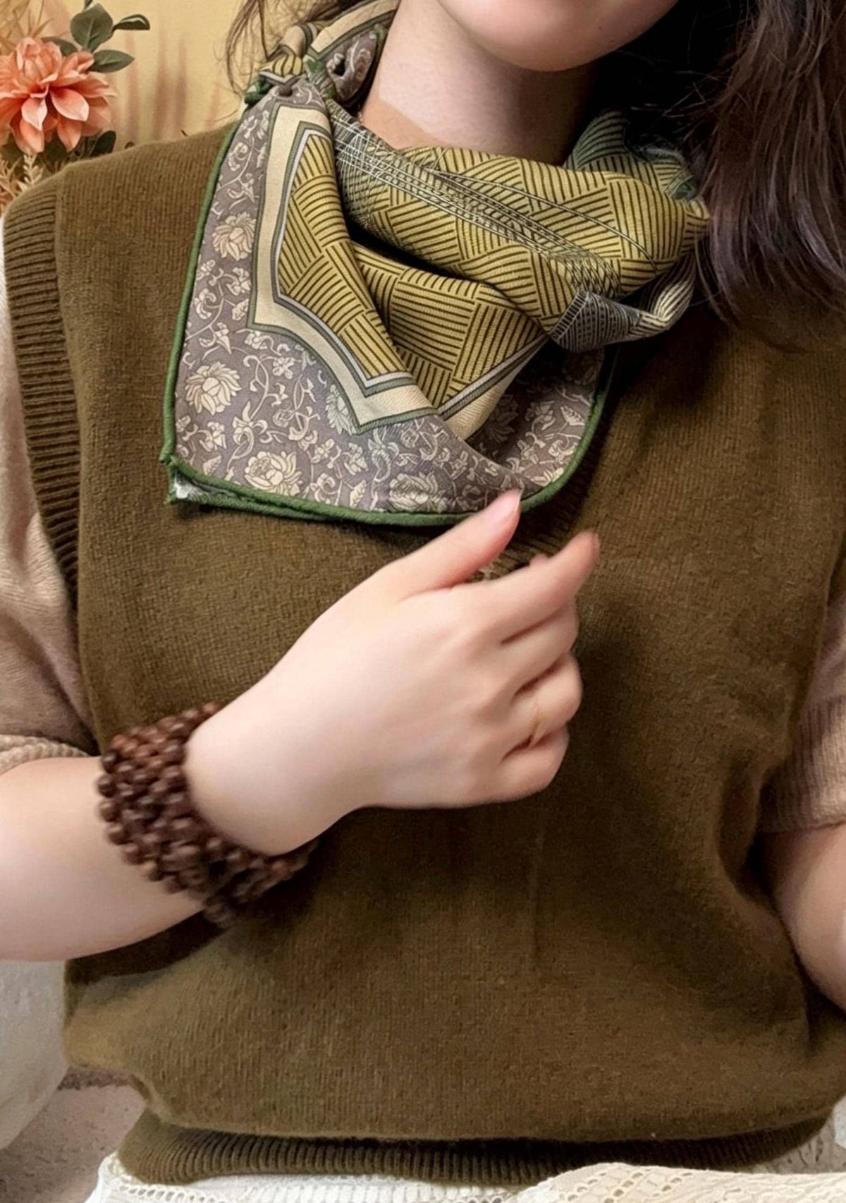 100% Mulberry Silk 27"x27" 68x68cm, Vintage Emerald Green Luxury Silk Square Bandana, Elegant Spring Shawl Neck Warmer