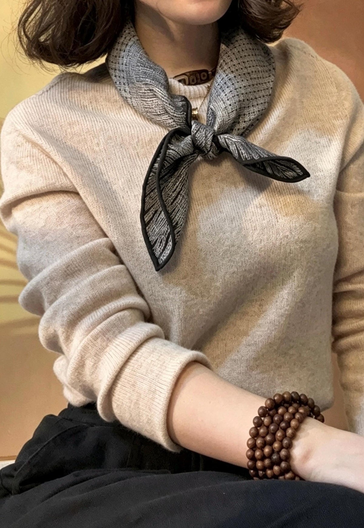 100% Mulberry Silk Scarf 27"x27" 68x68cm, Italian Tweed Texture Square Scarf, Luxury Silk Neck Wrap, Old Money Aesthetic Accessory