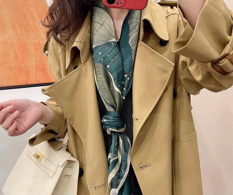 100% Mulberry Silk Scarf 43"x43" 110x110CM, Large Square Shawl Elegant Hangzhou Silk Headscarf Quiet Luxury Gift for Her Lightweight Wrap