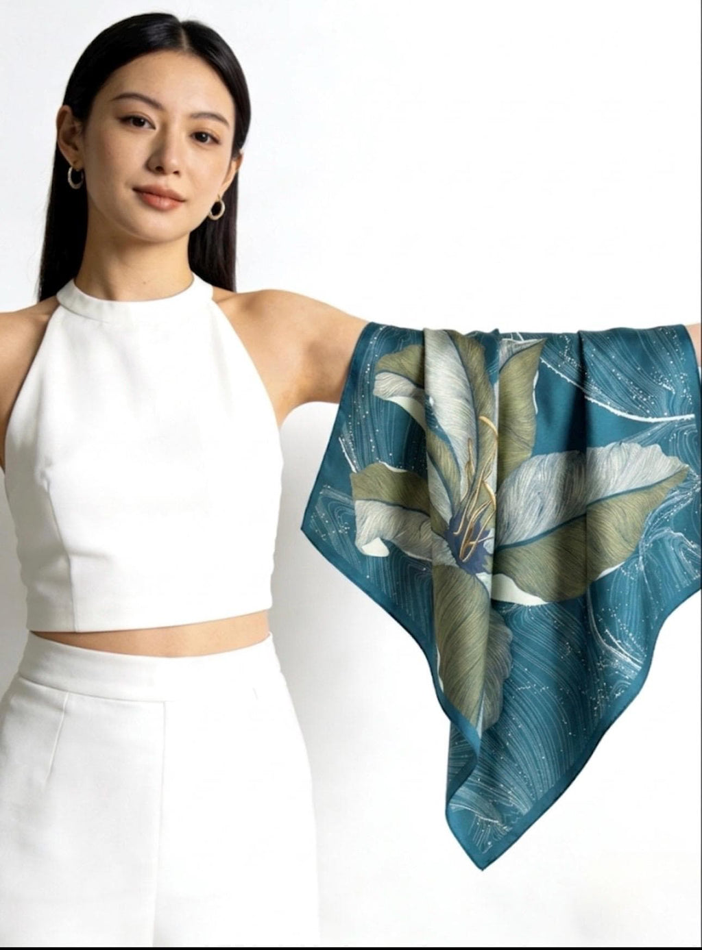 100% Mulberry Silk Scarf 43"x43" 110x110CM, Large Square Shawl Elegant Hangzhou Silk Headscarf Quiet Luxury Gift for Her Lightweight Wrap