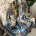 100% Mulberry Silk Scarf 43"x43" 110x110CM, Large Floral Square Shawl Chic Korean Satin Wrap Elegant Hangzhou Silk Headscarf Gift for Her