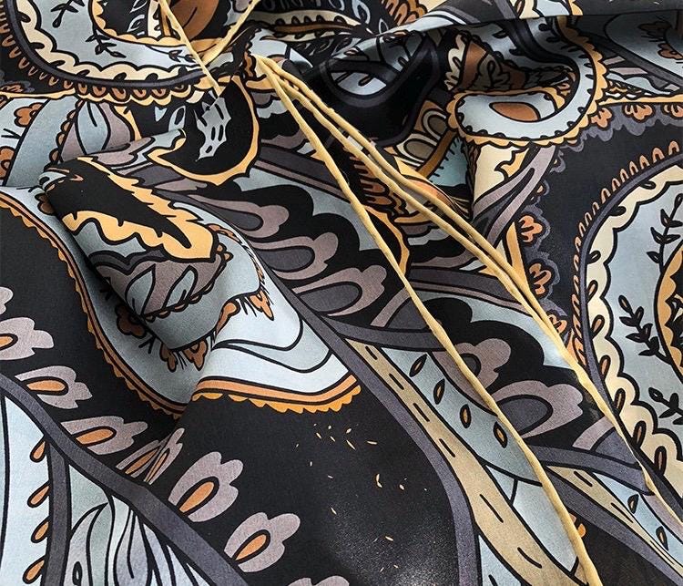 100% Mulberry Silk Scarf 43"x43" 110x110CM, Unique Visual Design Shawl Luxury Silk Satin Square Wrap Elegant Hangzhou Headscarf Gift for Her