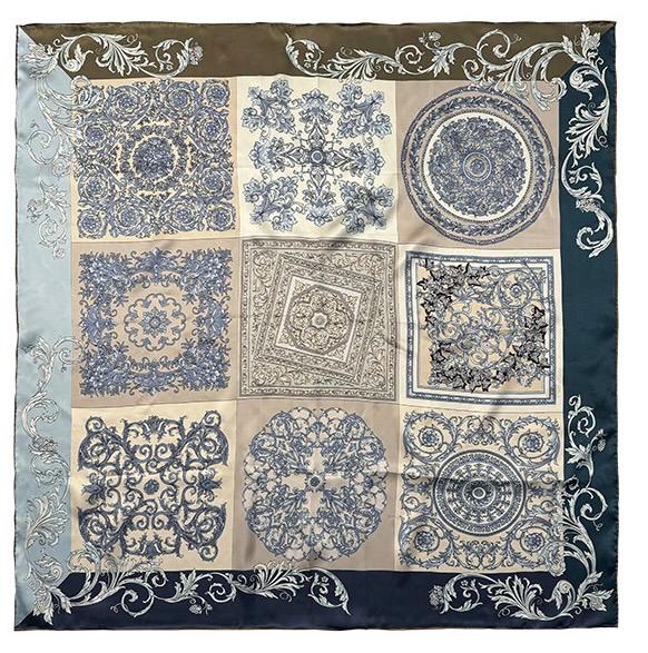 100% Mulberry Silk Scarf 42"x42" 108x108CM, Elegant Four-Grid Patchwork Square Scarf, Multifunctional Sun Protection Shawl, Gift for Her