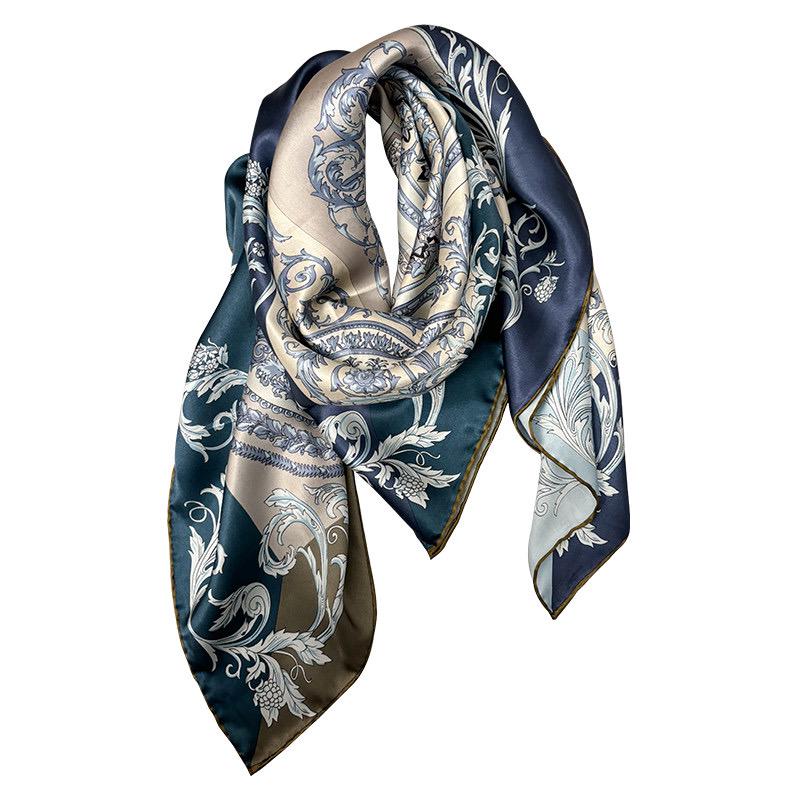 100% Mulberry Silk Scarf 42"x42" 108x108CM, Elegant Four-Grid Patchwork Square Scarf, Multifunctional Sun Protection Shawl, Gift for Her