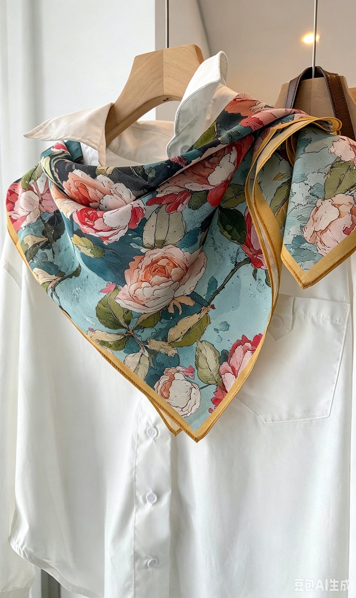 100% Mulberry Silk Scarf 26"x26" 65x65CM, Dreamy Rose Chapter Crêpe de Chine Square Scarf, Luxury Ice Blue Neck Head Scarf, Gift for Her