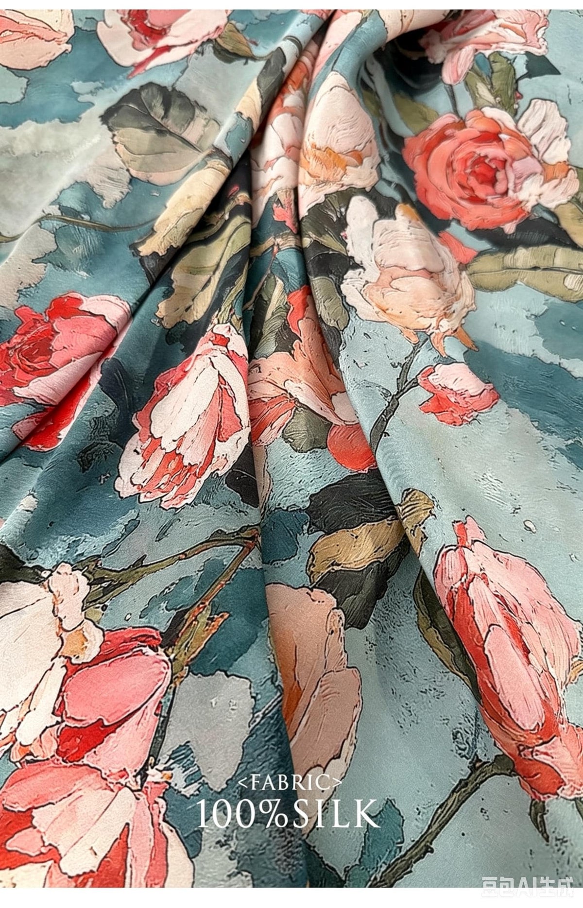 100% Mulberry Silk Scarf 26"x26" 65x65CM, Dreamy Rose Chapter Crêpe de Chine Square Scarf, Luxury Ice Blue Neck Head Scarf, Gift for Her