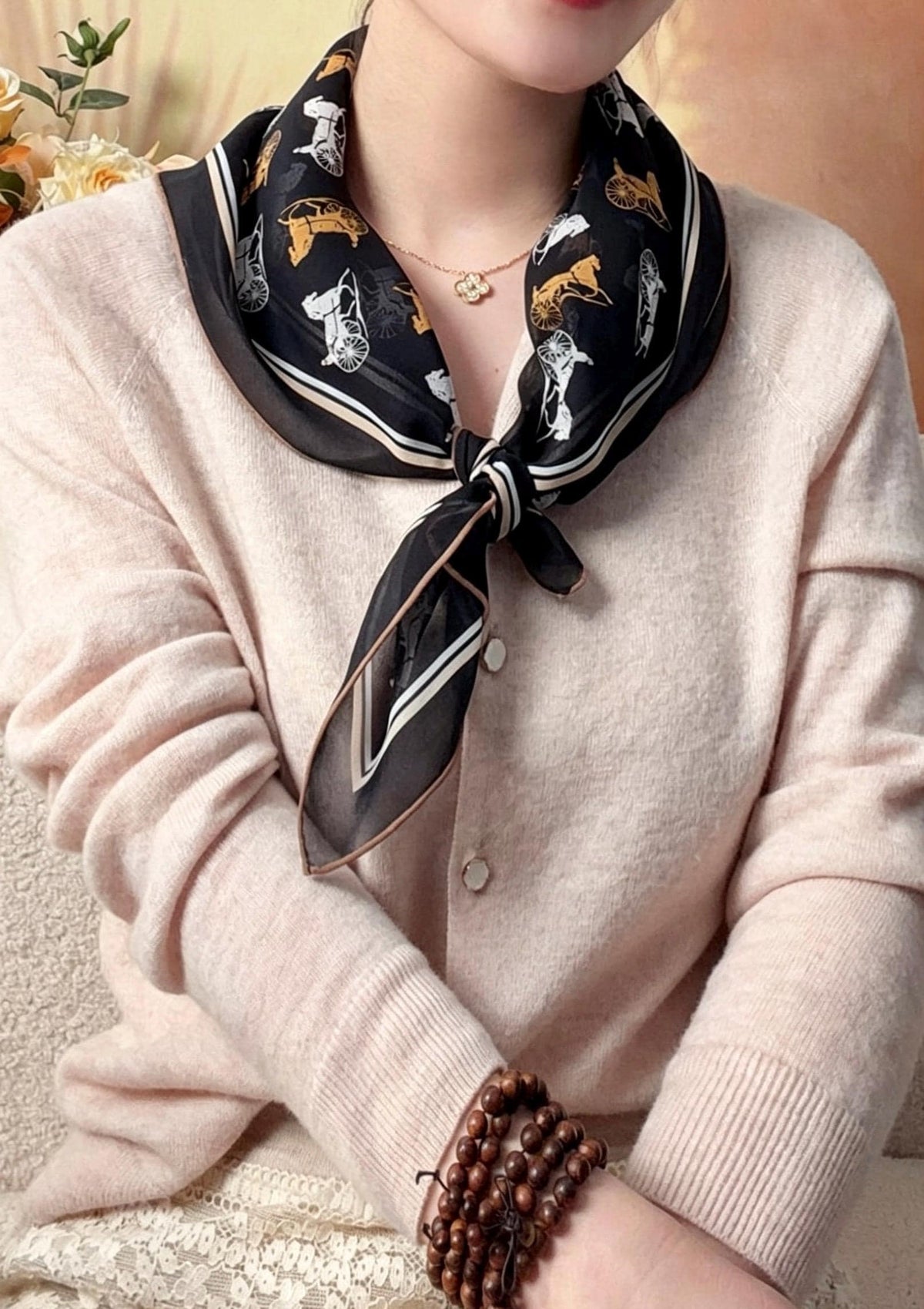100% Mulberry Silk Scarf 26"x26" 65x65CM, Elegant Georgette Square Scarf, Gentle Aesthetic Neck Neckerchief, Quiet Luxury Spring Summer Gift